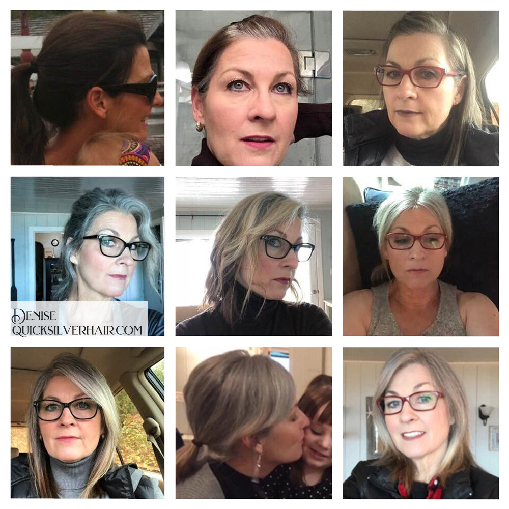Collage pictures of Transition To Gray Hair Denise