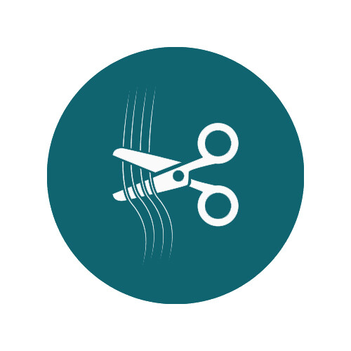 icon of scissors cutting hair strands
