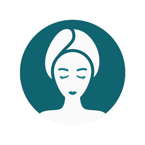 icon of woman with towel turban on her head