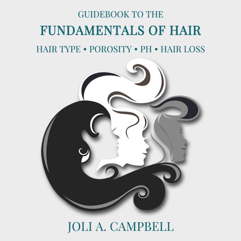 Graphic of three women with different colors of silver hair, title Guidebook to the Fundamentals of Hair, and author Joli A. Campbell