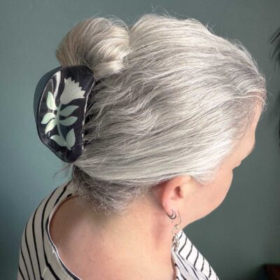 Winona Irene Hair Accessories for Silver Hair ~ Belladonna Medium Claw Clip in silver hair